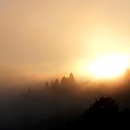 Wisła-wschód słońca we mgle