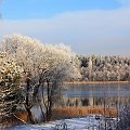 Zamarzające jezioro Gołdap podczas pierwszych grudniowych mrozów