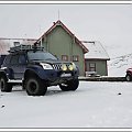 Hraftninusker hut and mighty 4x4s.