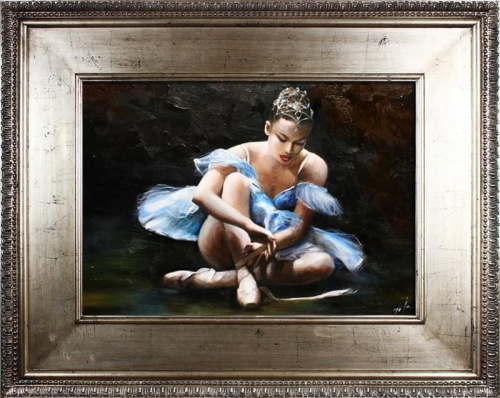 Ballerina- Ölgemälde handgemalt Silber Rahmen-Sygniert 102x82cm, G16542.
249euro,wys - 0 euro. #kobieta