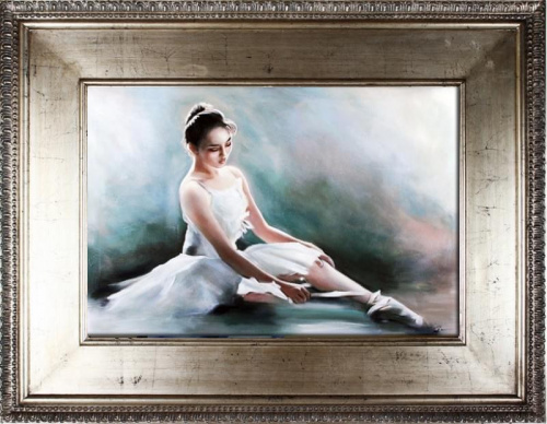 Ballerina- Ölgemälde handgemalt Silber Rahmen-Sygniert 102x82cm, G17374.
249euro,wys - 0 euro. #kobieta
