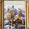 Schloss Neuschwanstein- Ölgemälde handgemalt Rahmen Sygniert 47x37cm, G00098. 64,99 euro,wys - 0 euro. #zamek