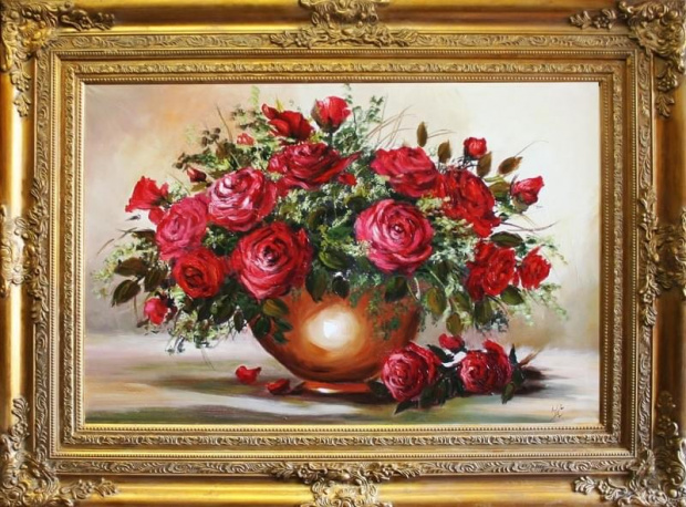 Rote Rosen- Ölgemälde handgemalt Rahmen Sygniert 120x90cm, G16466.
299 euro,wys - 0 euro. #kwiaty