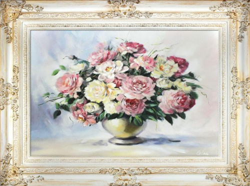 weiße Rosen- Ölgemälde handgemalt Silber Rahmen Sygniert 120x90cm, G17252.
299 euro,wys - 0 euro. #kwiaty