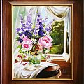 Tytul : Blumen im Fenster- Ölgemälde handgemalt Rahmen Sygniert 64x53cm, G05861.
129 euro, wys - 0 euro. #kwiaty