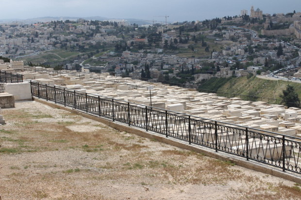 Widok na najdroższy cmentarz na świecie - w oddali widoczna strówka Jerozolimy #Izrael #Jerozolima