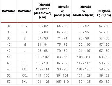 tabela rozmiarów