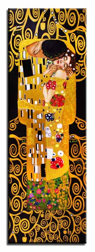 Gustav Klimt-Der Kuss-150x50 Ölgemälde Handgemalt Leinwand Sygniert, cena 179e to jest obraz malowany recznie bez ramy, wiec z opisu wywal slowa rama, a daj plotno jest naciagniete.....