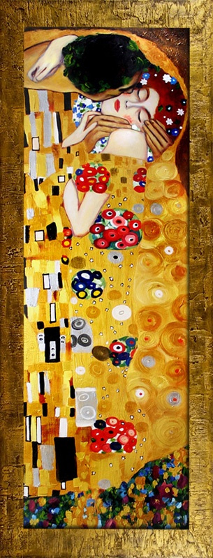Gustav Klimt-Der Kuss-169x68 Ölgemälde Handgemalt Leinwand Rahmen Sygniert, cena 239e